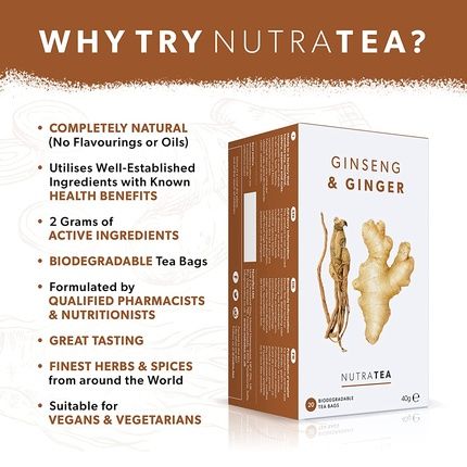 Nutra Tea Ginseng & Ginger - Soothing Tea With 100% Ginseng & Ginger - Image 3