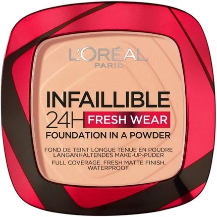 L'Oreal Paris Infallible 24H Fresh Wear Foundation In A Powder Full Coverage Longwear Weightless Smooth Finish Waterproof And Transfer-Proof 9G 245 Golden Honey