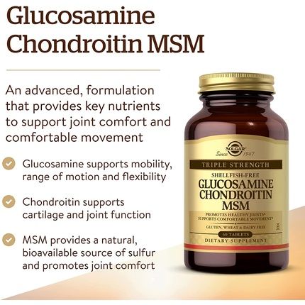 Solgar Extra Strength Glucosamine Chondroitin MSM Tablets 60 Tablets - Image 3