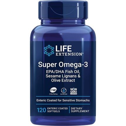 Life Extension Super Omega-3 Epa/Dha With Sesame Lignans & Olive Extract 120 Softgels 200G