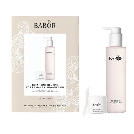 Babor Hyaluronic Cleansing Balm & Rose Toner Set For Radiant Smooth Skin