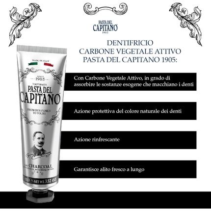 Pasta Del Capitano Charcoal Toothpaste 75Ml - Image 3