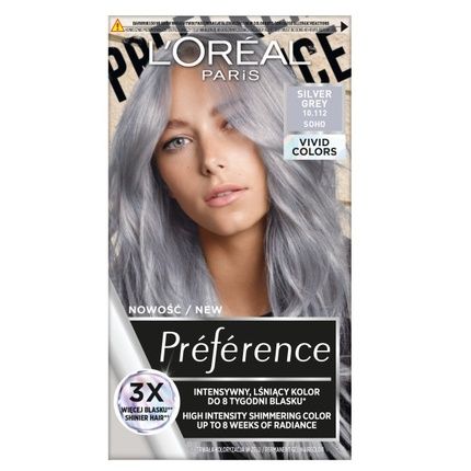 L'Oreal Preference Vivid Colors Hair Dye 10.112 Silver Grey