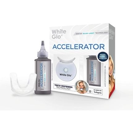 White Glo Accelerator Professional Teeth Whitening Kit With Led Light And Blue Light Activated Gel - 10 Minute Timer, 50 Uses