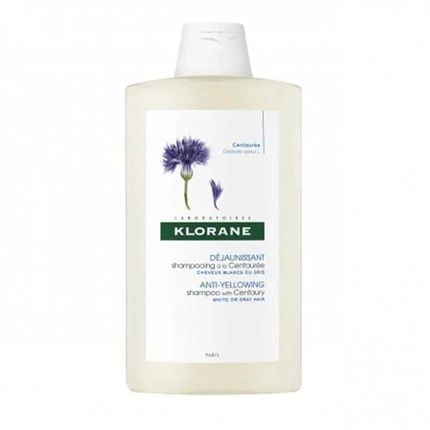 Klorane Centaurea Shampoo 400Ml Antiyellowing Shampoo For White Gray And Platinum Blonde Hair