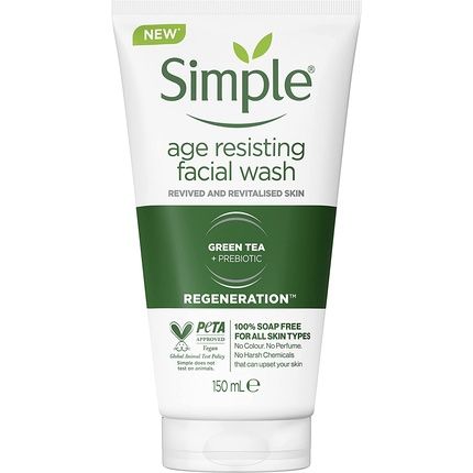 Simple Regeneration Age Resisting Facial Wash Cleanser With Green Tea And Prebiotics 150Ml Chamomile