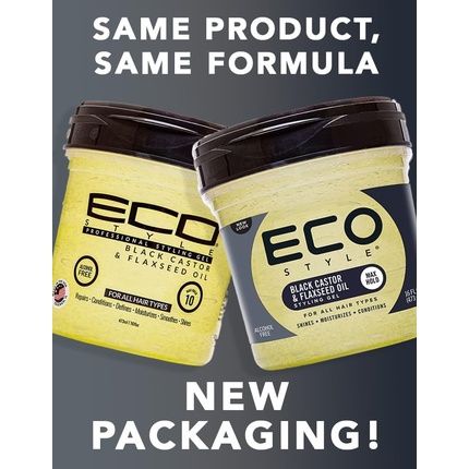 Ecostyle Black Castor And Flax Seed Oil All Day Hold Alcohol Free Paraben Free Sulphate Free No Flaking Anti-Itch 473Ml - Image 3