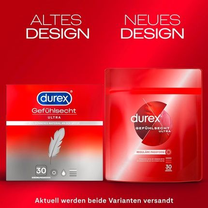 Durex Gefuhlsecht Ultra Condoms Extra Thin Tip With Silicone Lubricant 30 Pieces - Image 3