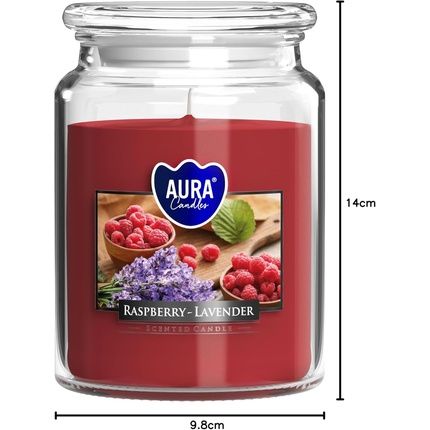 Scented Candle Raspberry White Lavender With Lid In Glass