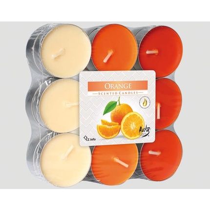 Aura Candles Tealights Fragrance Orange 18 Pack Assorted Colors Made In Eu