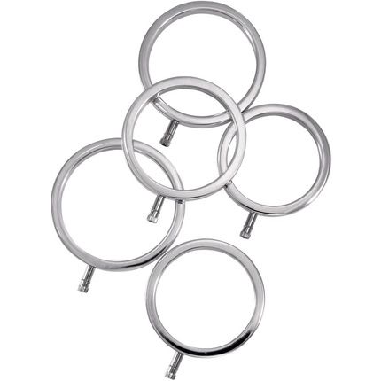 3 Brujas Electrastim Electrarings Solid Metal Cock Rings Silver 5 Pack