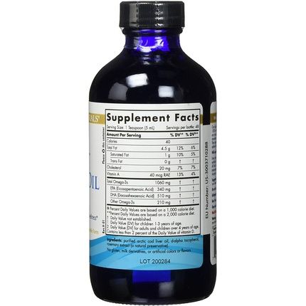 Nordic Naturals Arctic Cod Liver Oil 1060Mg Unflavored 237Ml