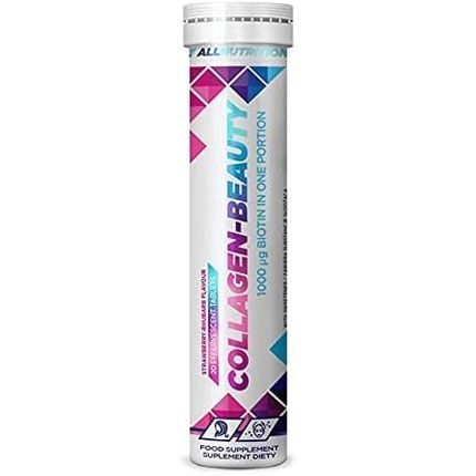 Allnutrition كولاجين بيوتي بنكهة الفراولة والراوند والكركم والفيتامينات والمعادن وحمض الهيالورونيك والزنك والبيوتين ومكمل غذائي 20 وجبة