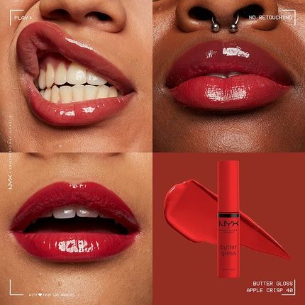 Nyx Professional Makeup Butter Gloss Non-Sticky Lip Gloss Apple Crisp Modern Red 0.27 Fl Oz - Image 3
