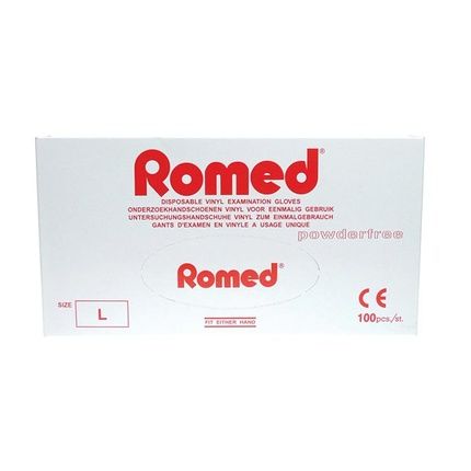 Romed Vinyl Gloves Powder-Free Large