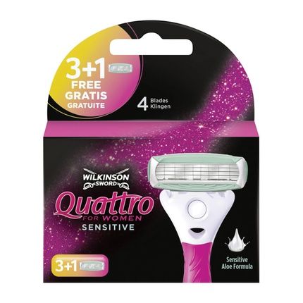 Wilkinson Sword Quattro For Women Sensitive Replacement Heads 4 Pieces