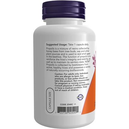 Now Foods Propolis Bee Resin 5:1 Extract 1500Mg 100 Capsules - Image 3