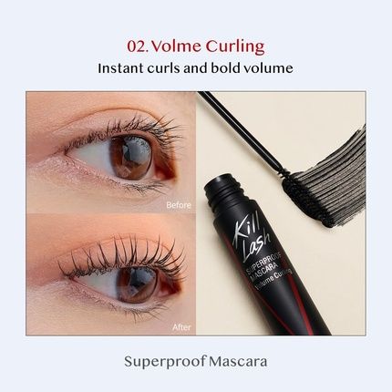 Clio Kill Lash Superproof Mascara 02 Volume Curling For Dense Application Black - Image 3