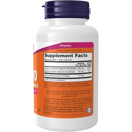 Now Vitamin C-500 Calcium Ascorbate 100 Capsules