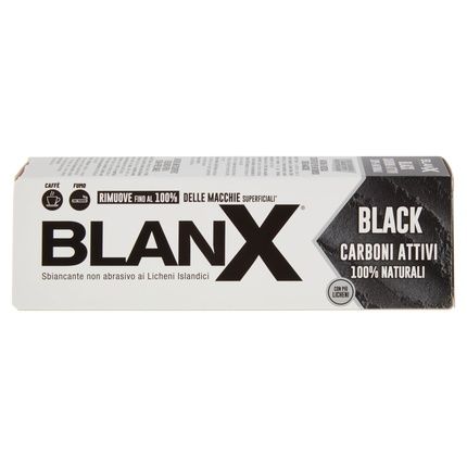 Blanx Black Toothpaste 75Ml Whitening Toothpaste With Icelandic Lichen And 100% Natural Activated Charcoal Removes Stains From Coffee, Smoke, And Tea Vegan Friendly