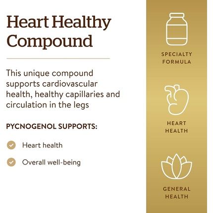 Solgar Pycnogenol 100Mg Derived From Pine Bark Works Combined With Vitamins C & E Vegan 30 Vegetable Capsules - Image 3