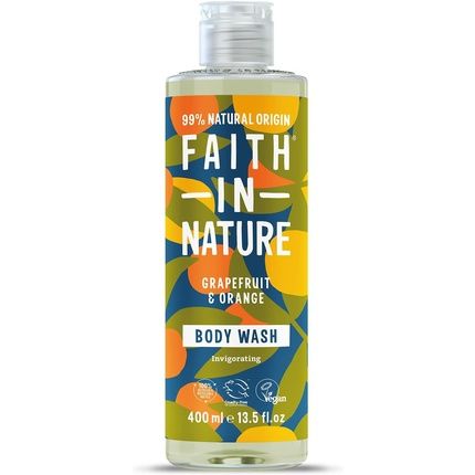 Faith In Nature Grapefruit And Orange Body Wash Invigorating Vegan And Cruelty Free No Sls Or Parabens 400Ml