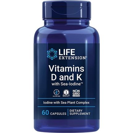 Life Extension Vitamins D And K With Sea-Iodine Bone Brain Thyroid & Arterial Support 60 Capsules