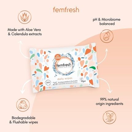 Femfresh Intimate Hygiene Feminine Freshness Biodegradable Wipes 25 Wipes