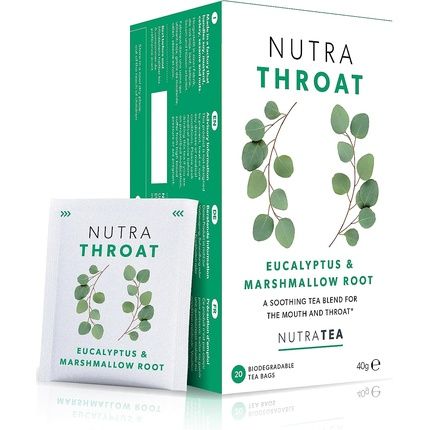 Nutrathroat Throat Tea Throat Comfort Tea For Sore Throat And Coughs Includes Marshmallow Root Slippery Elm And Fenugreek 20 Enveloped Tea Bags Herbal Tea 20 Count