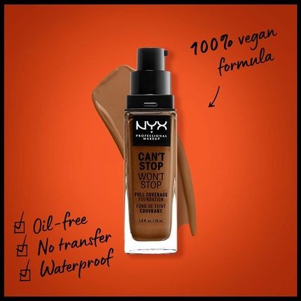 Nyx   Professional Makeup Can'T Stop Won'T Stop Full Coverage Foundation Warm Mahogany 30Ml
