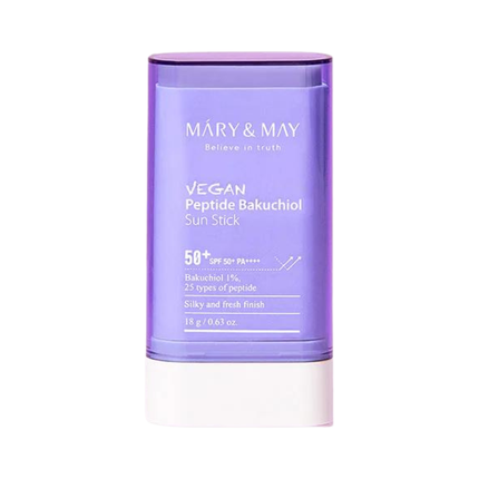 Mary & May Vegan Peptide Bakuchiol Sun Stick Spf50+ Pa++++ 0.63 Oz 18G Aging Control Bakuchiol 25 Types Peptide Sebum Care Matte Finish Korean Skincare Vegan Mary & May