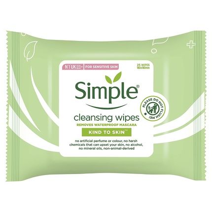Simple Kind To Skin Cleansing Facial Wipes Waterproof Mascara Remover 25 Count