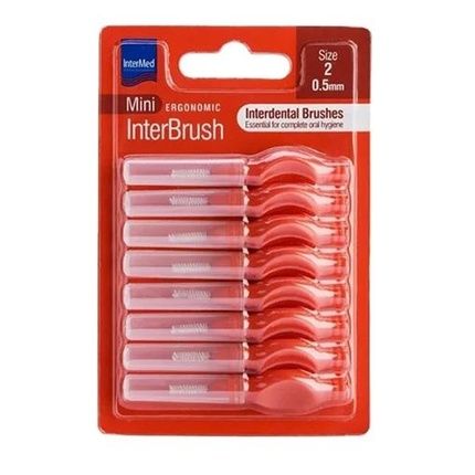 Intermed Intermed Ergonomic Mini Interdental Brushes With Handle Red 8 Pieces Size 2 - 0.5Mm