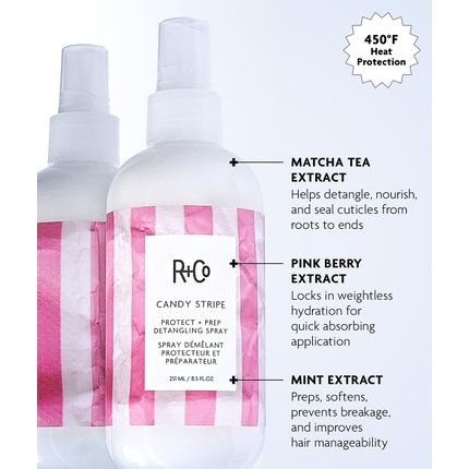 R+Co Candy Stripe Protect + Prep Detangling Spray
