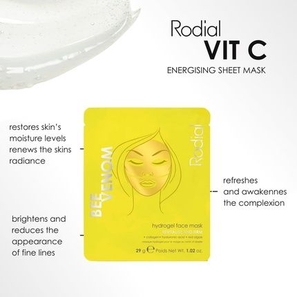 Rodial Bee Venom Hydrogel Face Mask 29G Premium Gold Jelly Mask For All Skin - Image 3