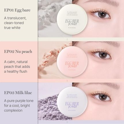 Black Rouge Egg Blur Powder Ep03 Milk Lilac Loose Face Powder Korean Makeup - Image 3