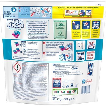 Weisser Riese Trio-Caps Universal Aromatherapy Lotus 80 Wash Loads 960G