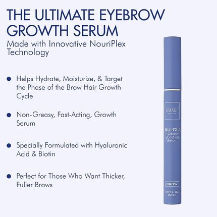 Obagi Nu-Cil Eyebrow Boosting Serum Ultimate Eyebrow Growth Serum With Hyaluronic Acid 6Ml 0.17 Ounce