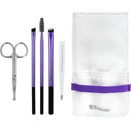 Real Techniques Brow Makeup Brush Set With Tweezers
