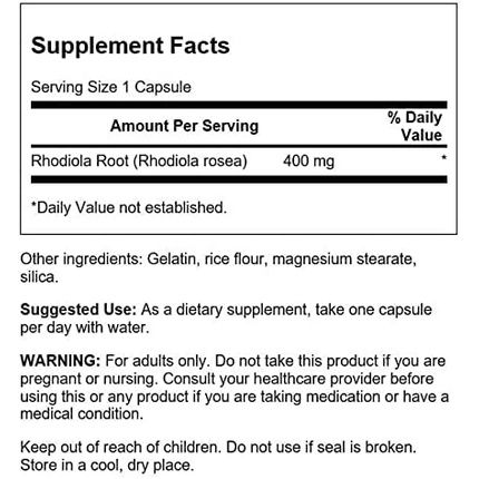 Swanson Rhodiola Rosea Root Adaptogenic Herb Supplement 100 Capsules 400Mg - Pack Of 4 - Image 3