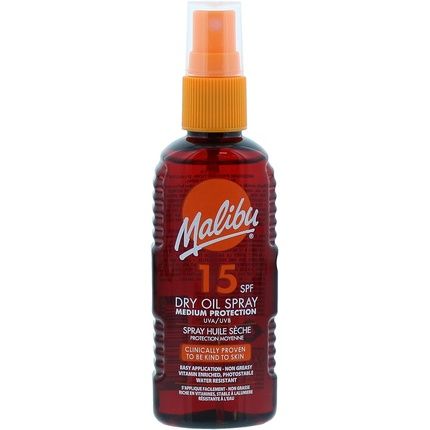 Malibu Sun Spf 15 Non-Greasy Dry Oil Spray For Tanning Medium Protection Water Resistant 100Ml