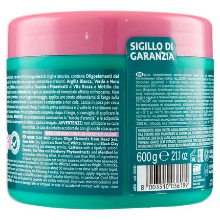 Geomar White Clay Mud Against Cellulite Imperfections Sensitive Skin 95% Natural Origin With Tris Salts Sea Salt Epsom And Dead Sea Made In Italy 600G