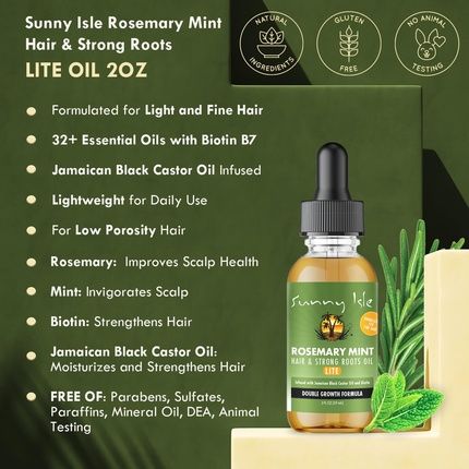 Sunny Isle Rosemary Mint Hair And Strong Roots Oil Lite 2Oz - Image 3