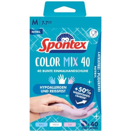 Spontex Nitrile Gloves Colormix Size M Assorted Colors - Pack Of 40