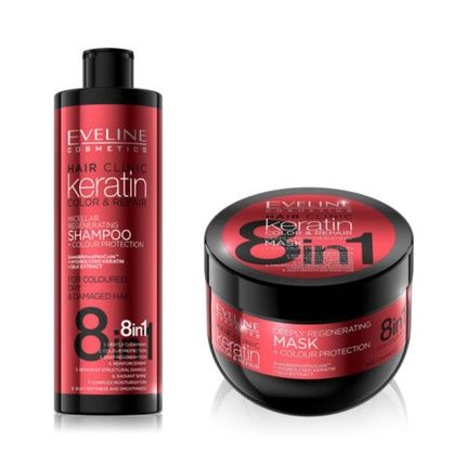 Eveline Keratin Shampoo Hair Mask Repair Treatment For Damaged Hair