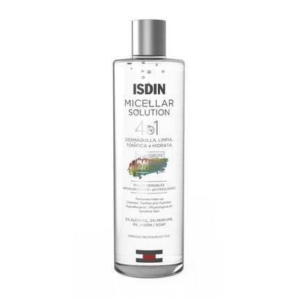 Isdin Micellar Solution 400Ml 4 In 1 Removes Makeup Cleanses Tones And Hydrates
