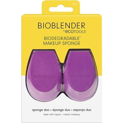Ecotools Bioblender Makeup Sponge Duo Pack For Liquid And Cream Makeup 54G 3163 Violet - Pack Of 2