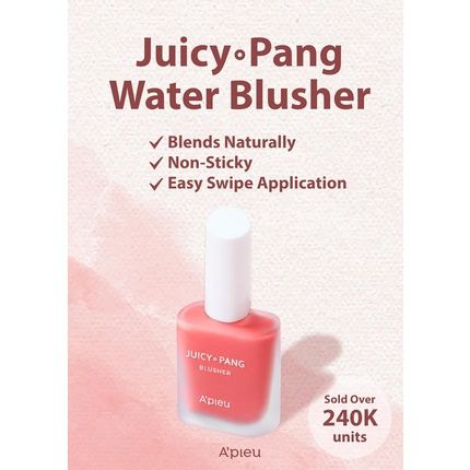 A'Pieu Juicy-Pang Water Blusher Dewey Grapefruit Pearl Korean Liquid Blush For Cheeks K Beauty Makeup 1 Count