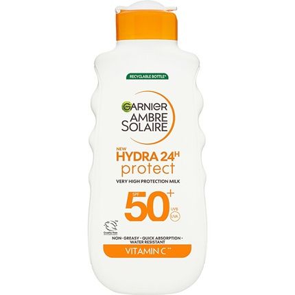 Garnier Sunscreen Milk Spf 50 Ambre Solaire Hydra 24H Protect Very High Protection Milk - 175 Ml
