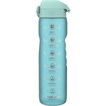 Ion8 1 Litre Water Bottle With Times To Drink Leak Proof Flip Lid Carry Handle Dishwasher Safe Bpa Free Soft Touch Contoured Grip Ideal For Gym Health And Fitness 32 Oz Sonic Blue 2.0 Onetouch 2.0 Single